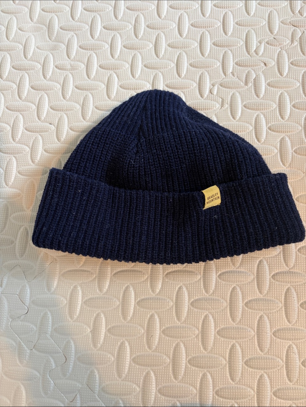 Bradley Mountian Navy Ribbed Cuff Beanie with Label